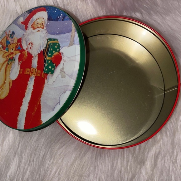 Vintage 90s Santa Claus Christmas Cookie Tin Collectible Home Nostalgic - Picture 2 of 3